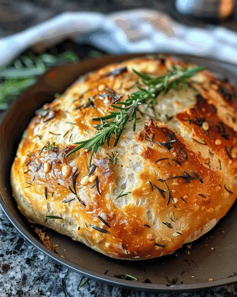 Rustic No-Knead Rosemary Garlic Bread