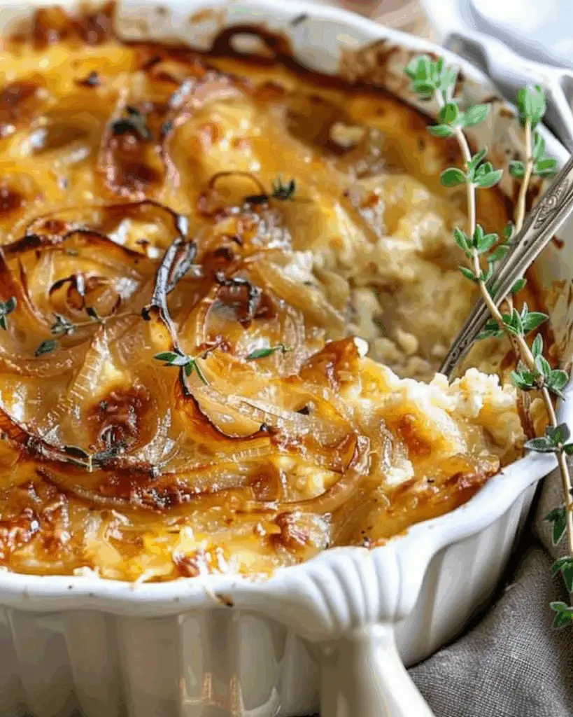 Caramelized Onion and Gruyère Cottage Cheese Bake