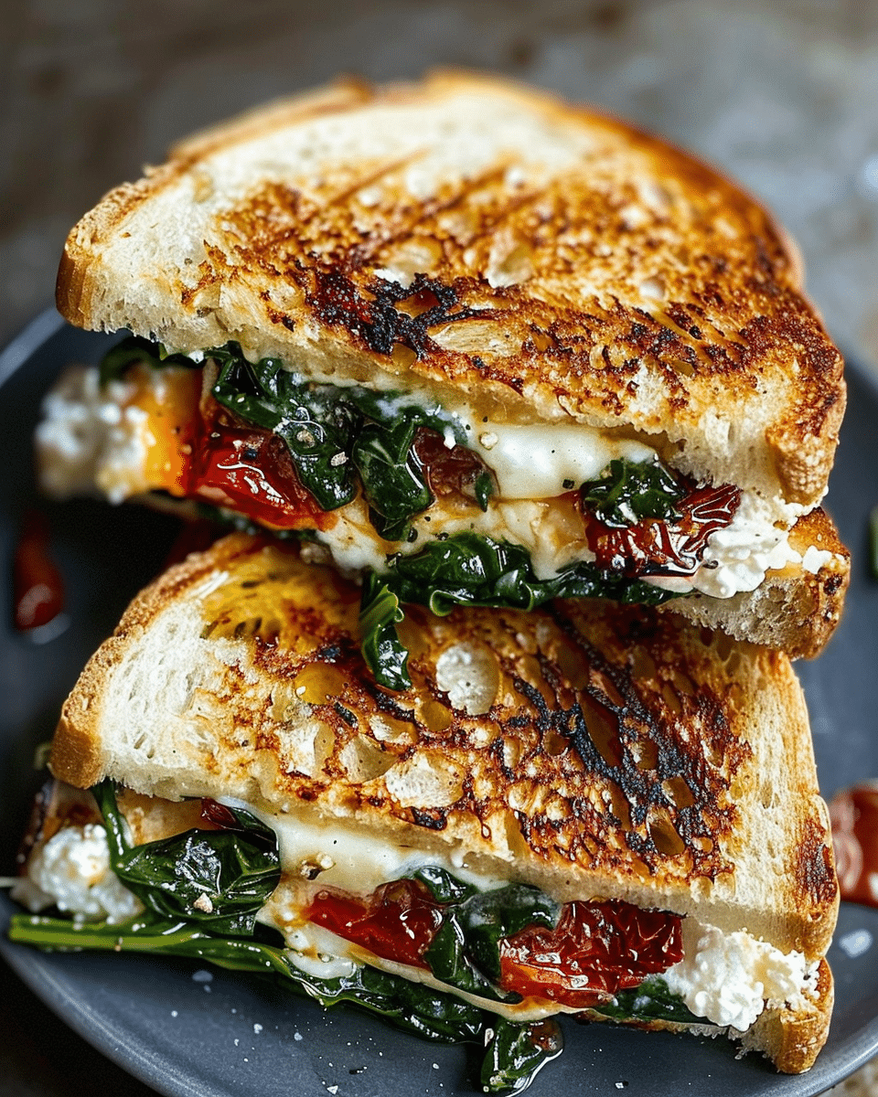 Dried Tomato Spinach and Ricotta Grilled Cheese