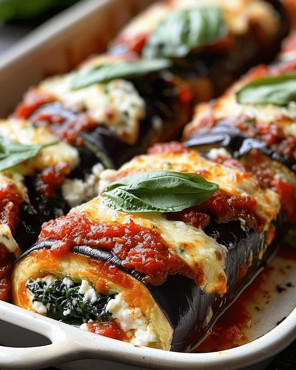 Eggplant Roll-Ups with Creamy Ricotta and Spinach