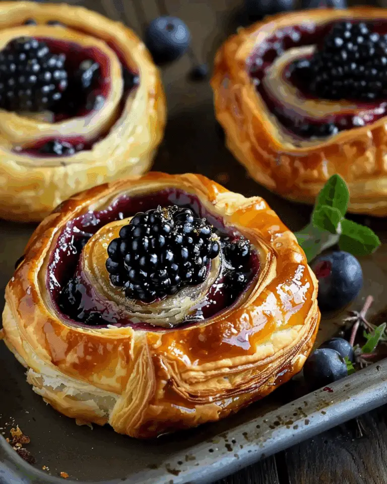 Honeyed Brie-Blackberry Puff Pastry Swirls