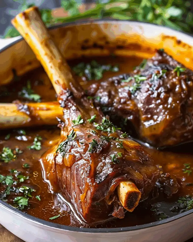 Slow Cooked Lamb Shanks with Herb Infused Gravy