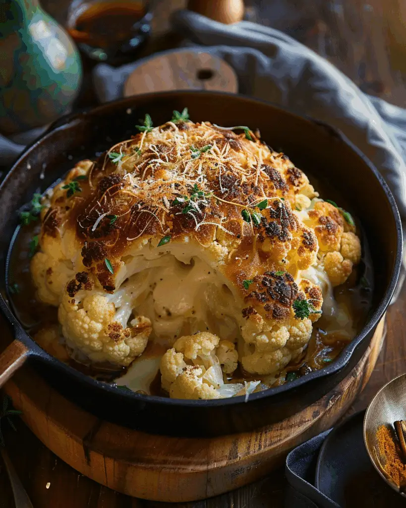 Whole Roasted Cauliflower Cheese