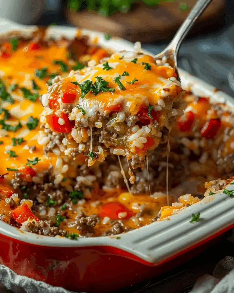 Cheesy Stuffed Pepper Beef Casserole