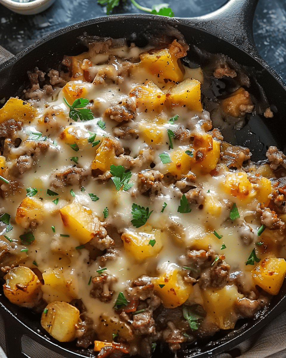 One-Pan Cheesy Meat & Potato Skillet