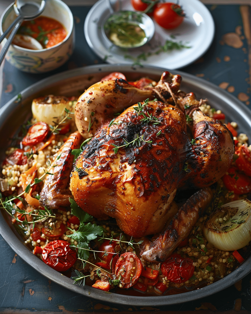 Roast Chicken with Tomatoey Bulgur Wheat