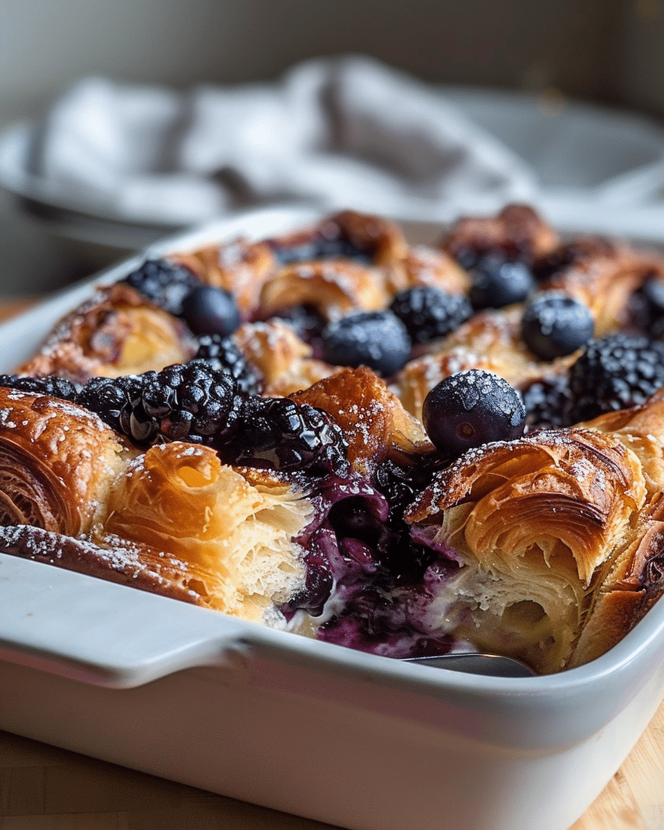 Blueberry Croissant French Toast Bake