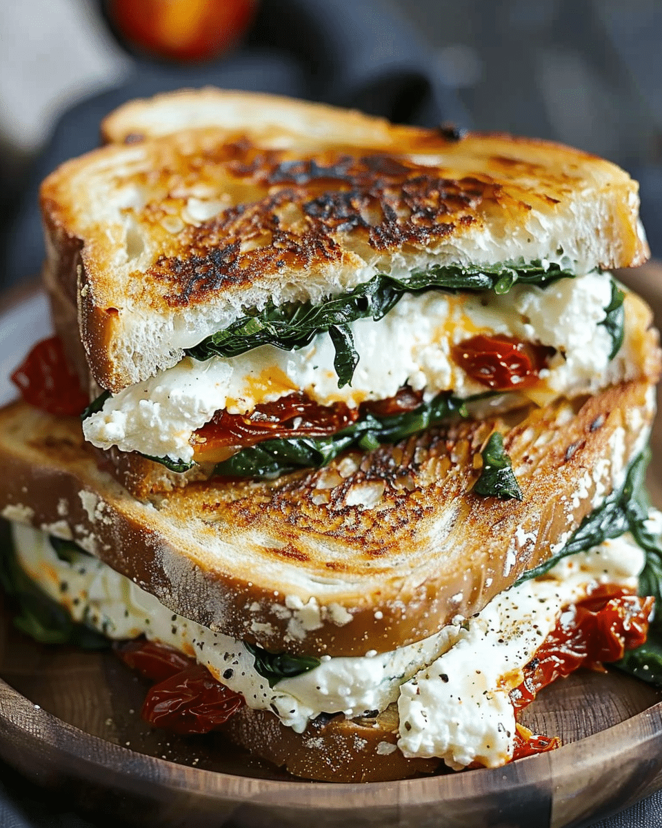 Dried Tomato Spinach and Ricotta Grilled Cheese