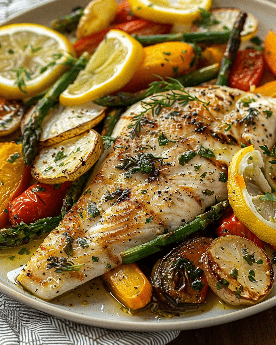 Zesty Lemon Garlic Tilapia with Roasted Veggies Delight