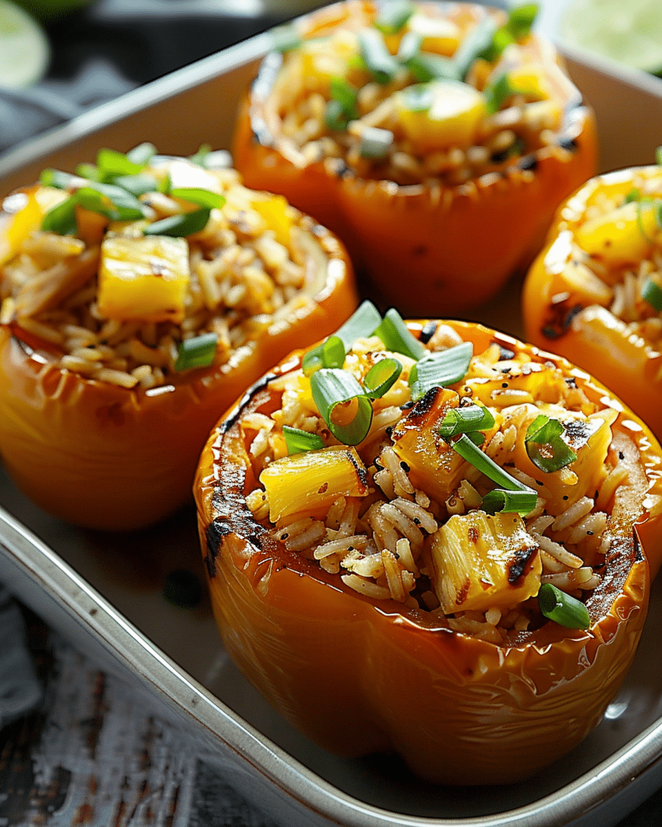 Teriyaki Pineapple Chicken & Rice Stuffed Peppers