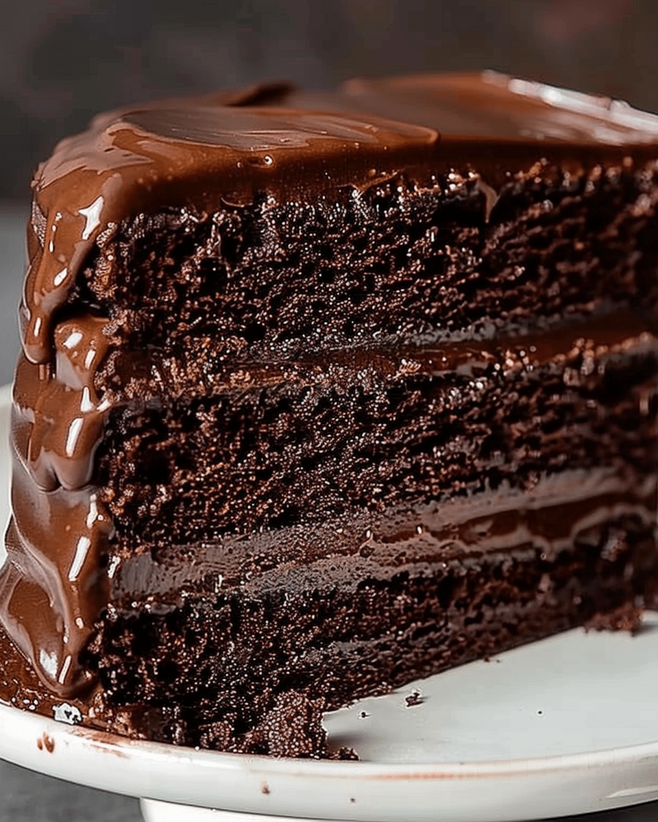 Moist Chocolate Cake with Chocolate Ganache Filling