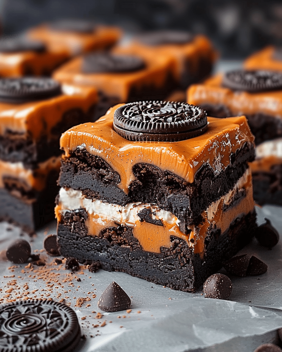 Oreo Layered Halloween Brownies