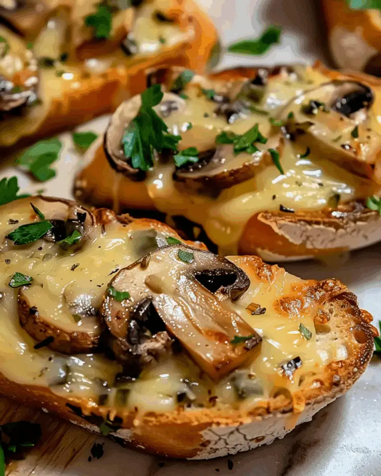 Cheesy Garlic Mushroom Bruschetta