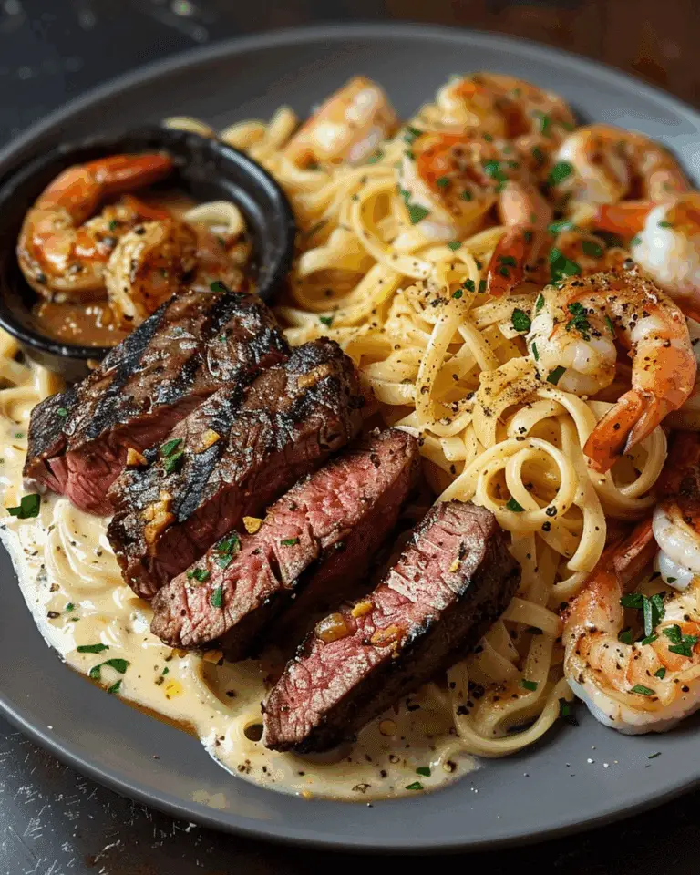 Blackened Steak and Shrimp Alfredo