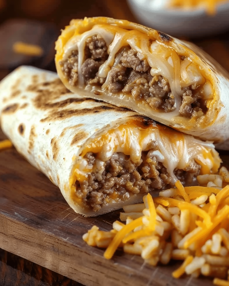 Grilled Cheese Burrito with Seasoned Beef