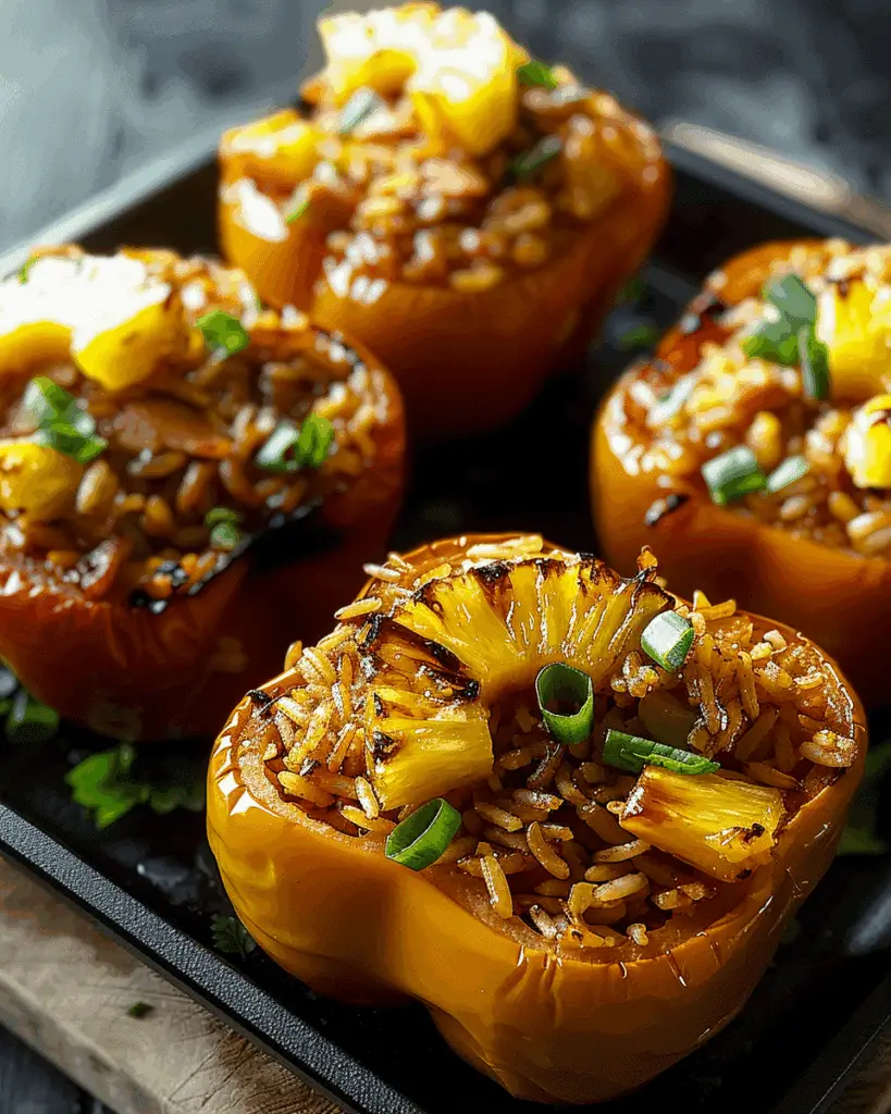 Teriyaki Pineapple Chicken & Rice Stuffed Peppers