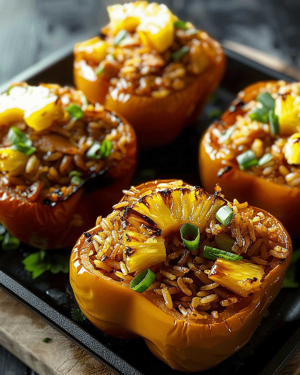 Teriyaki Pineapple Chicken & Rice Stuffed Peppers