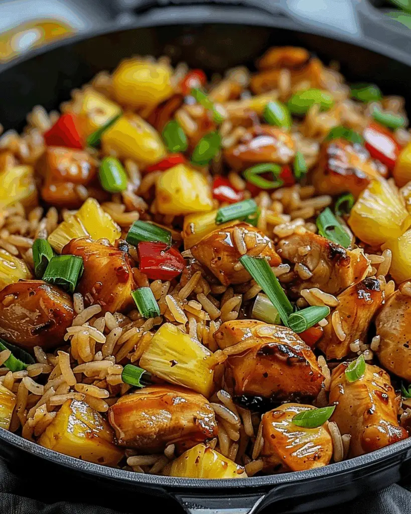 Sweet & Savory Pineapple Chicken Rice Skillet with Ginger Soy Glaze