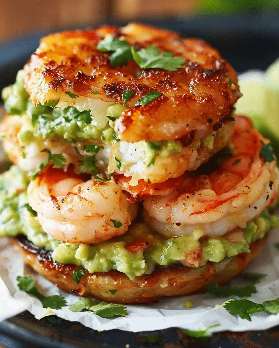 Shrimp Burgers with Cilantro and Guacamole