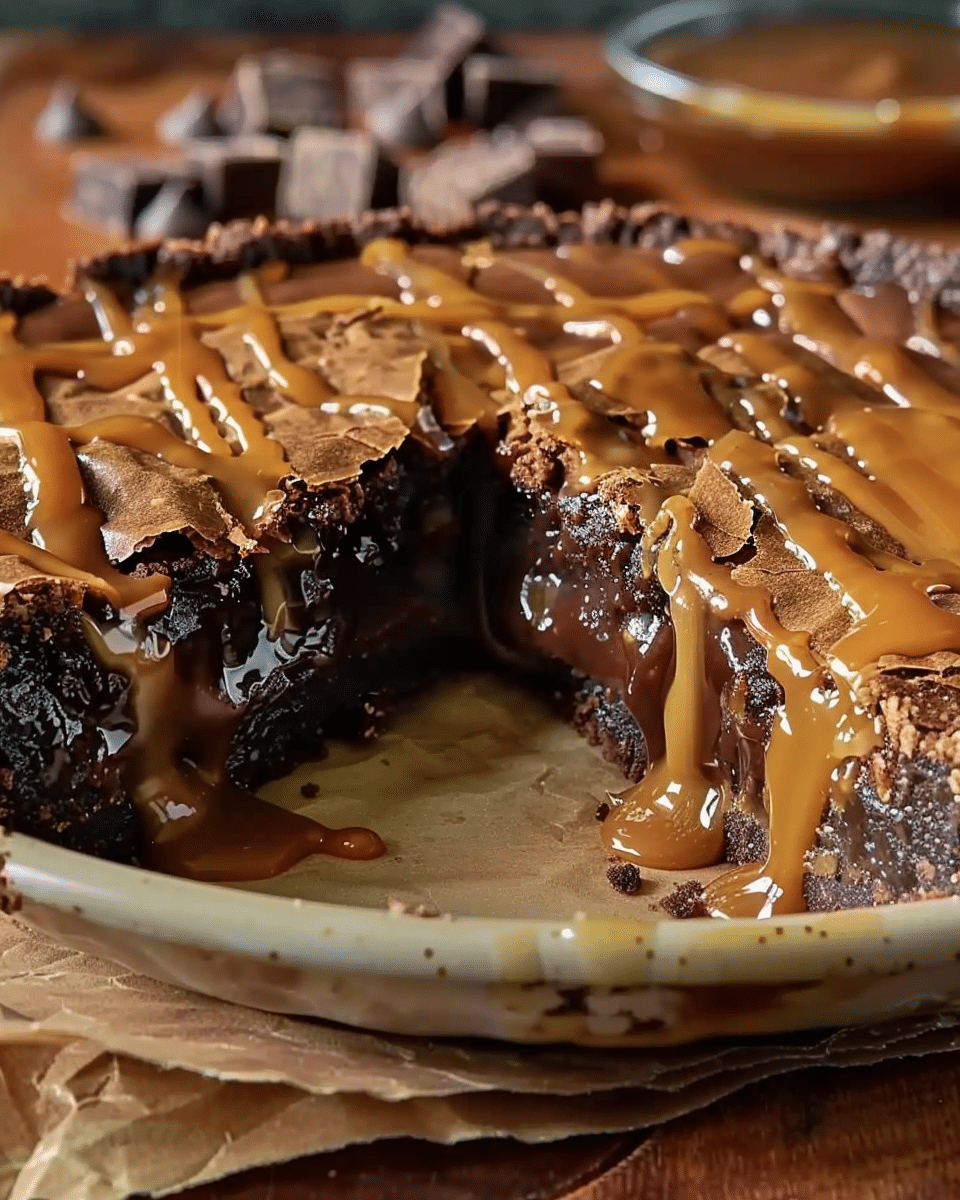 Rich and Gooey Caramel Brownie Pie