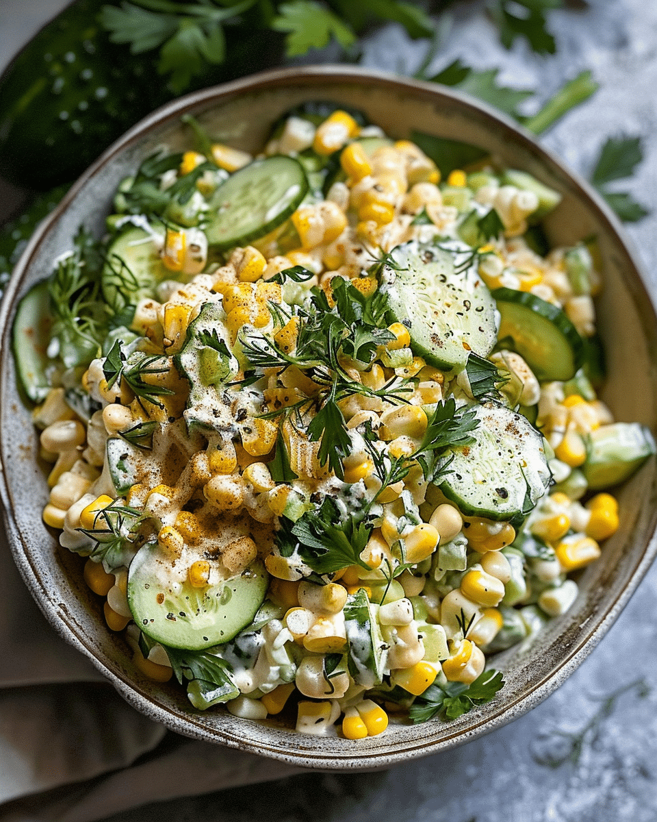 Street Corn Creamy Cucumber Salad