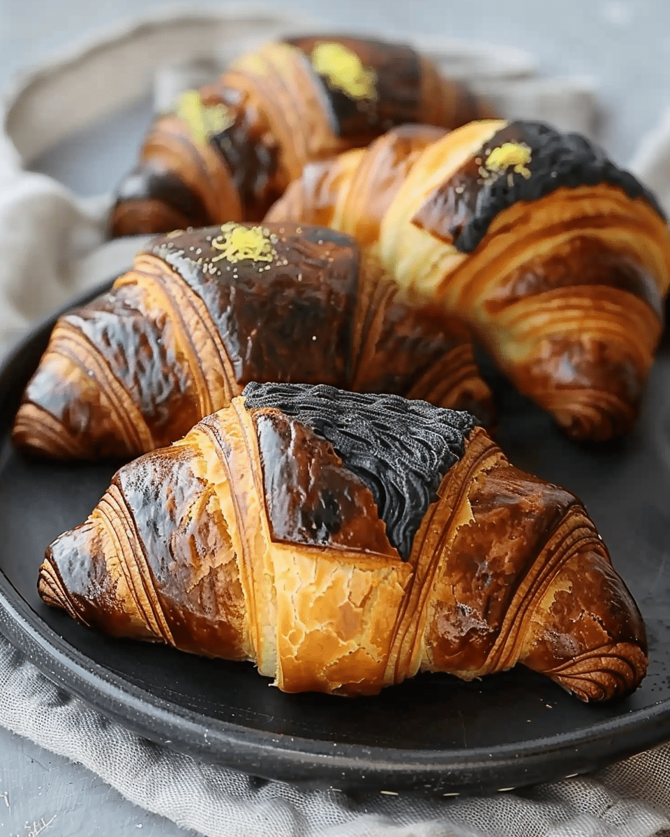 Unique Croissant Dough with Charcoal or Squid Ink