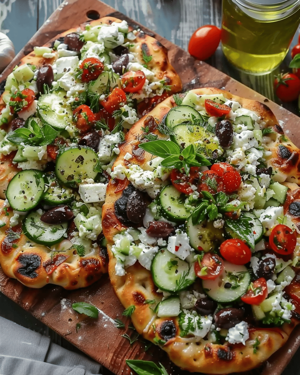 Greek Salad Cottage Cheese Flatbreads