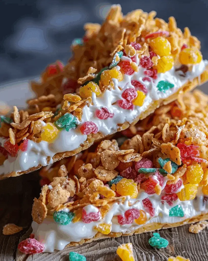 Fruity Pebbles Cheesecake Tacos