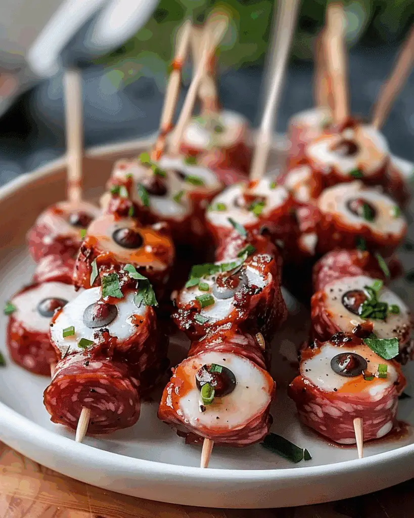 Skewered Salami Eyeballs