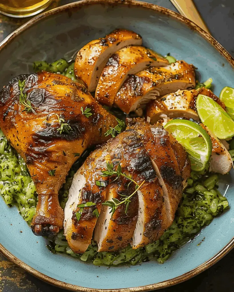 Peruvian Chicken and Rice with Zesty Herb Sauce