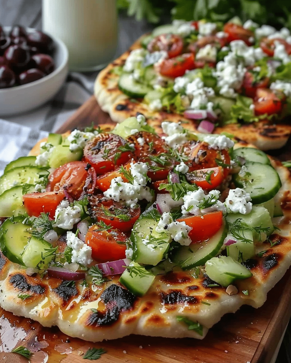 Greek Salad Cottage Cheese Flatbreads