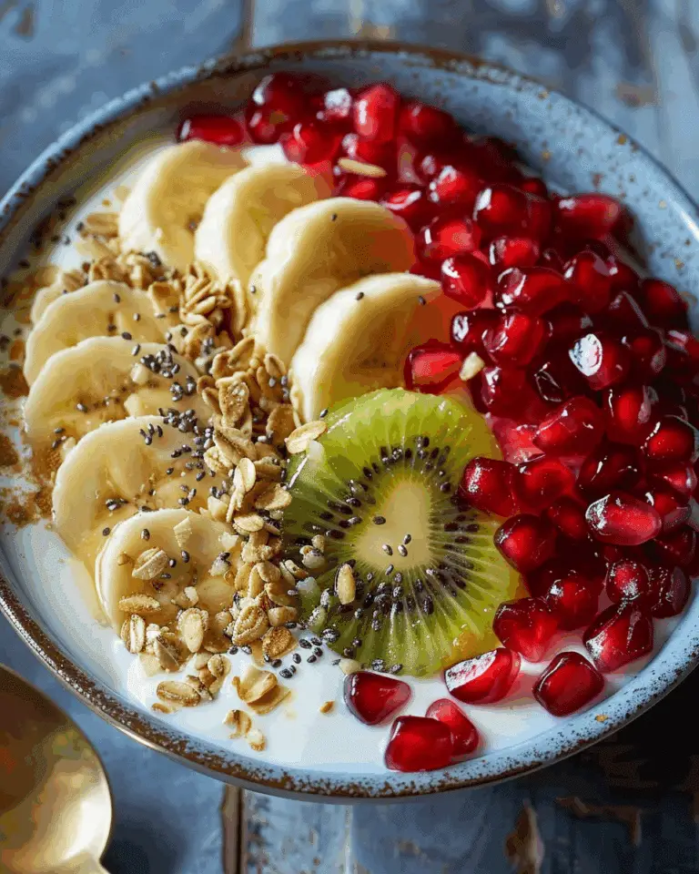 Yogurt Fruit Bowl with Pomegranate, Kiwi & Banana