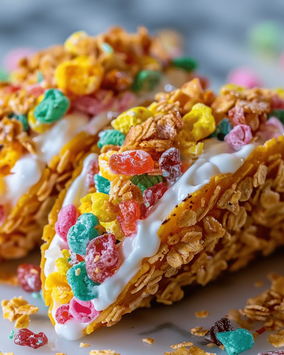 Fruity Pebbles Cheesecake Tacos