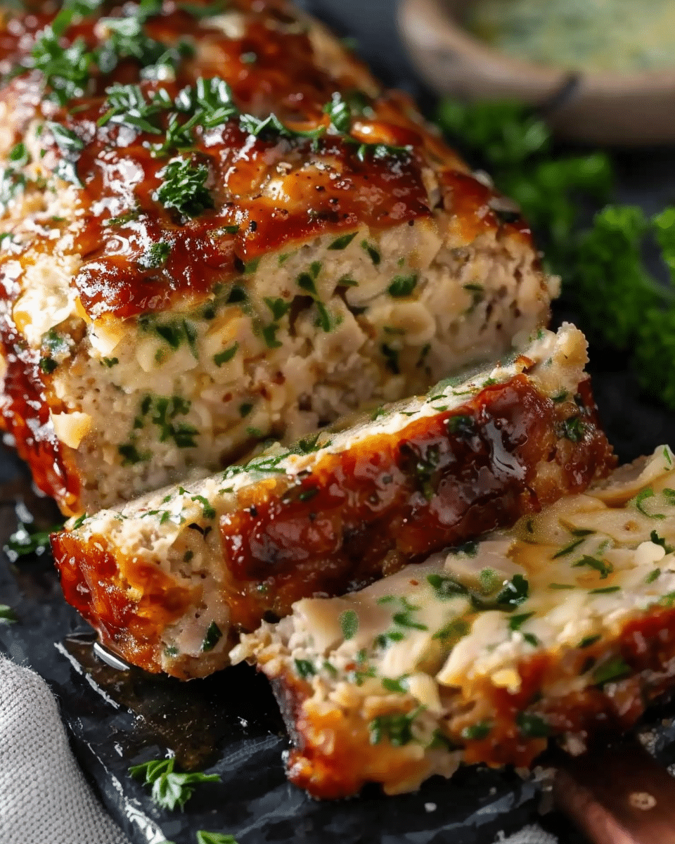 Melt-in-Your-Mouth Garlic Parmesan Chicken Meatloaf