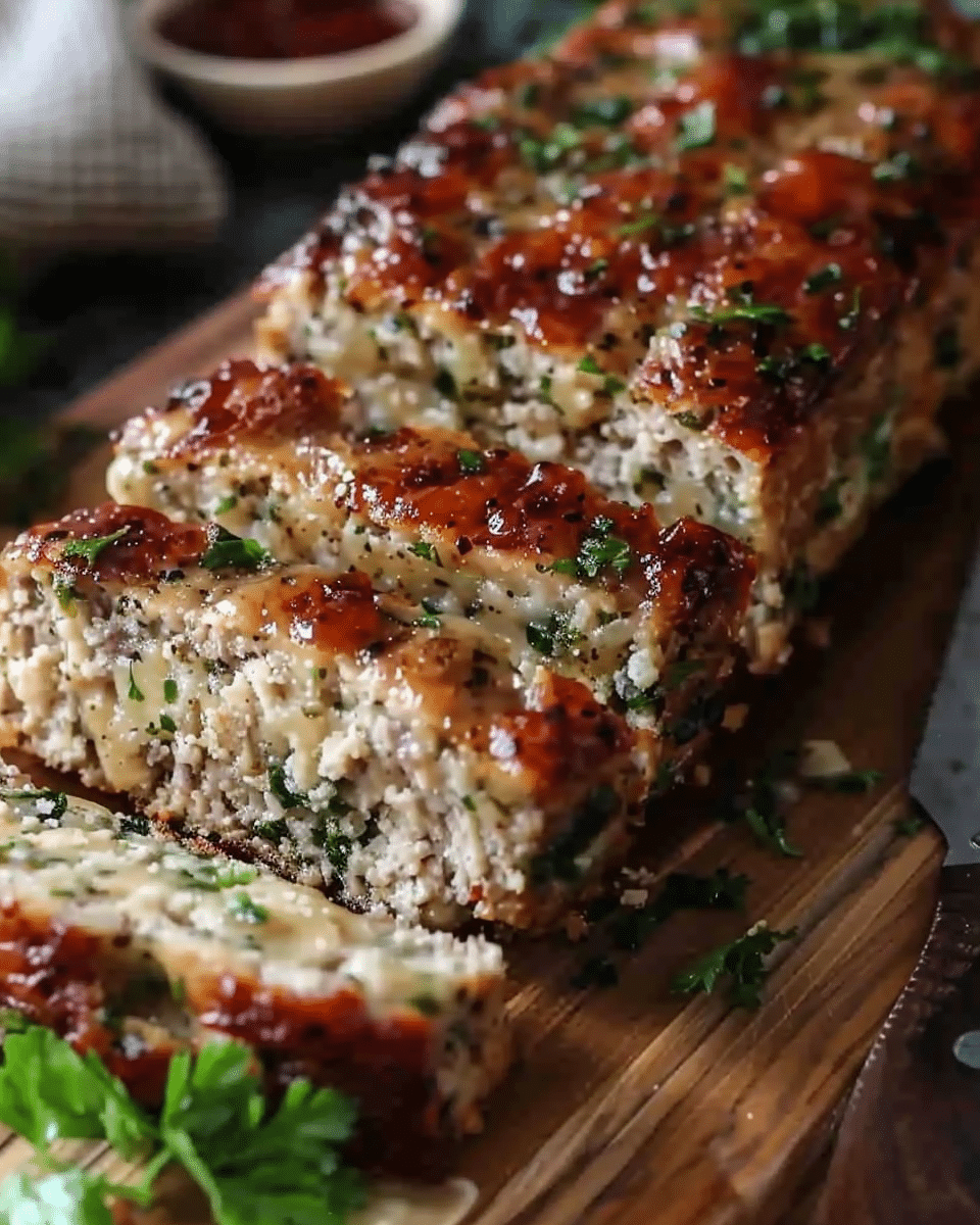 Melt-in-Your-Mouth Garlic Parmesan Chicken Meatloaf