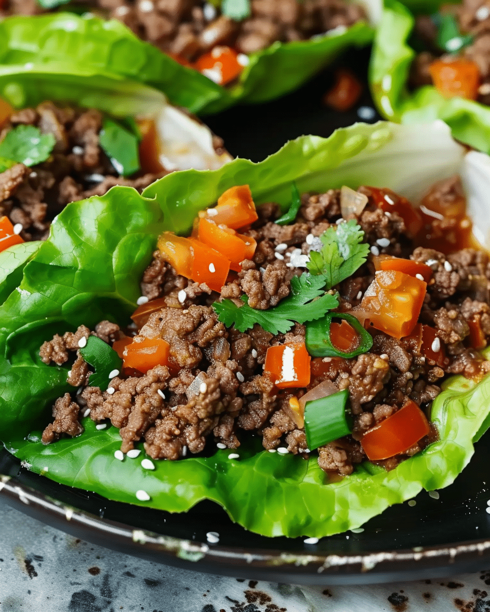 Asian-Style Ground Beef Lettuce Wraps