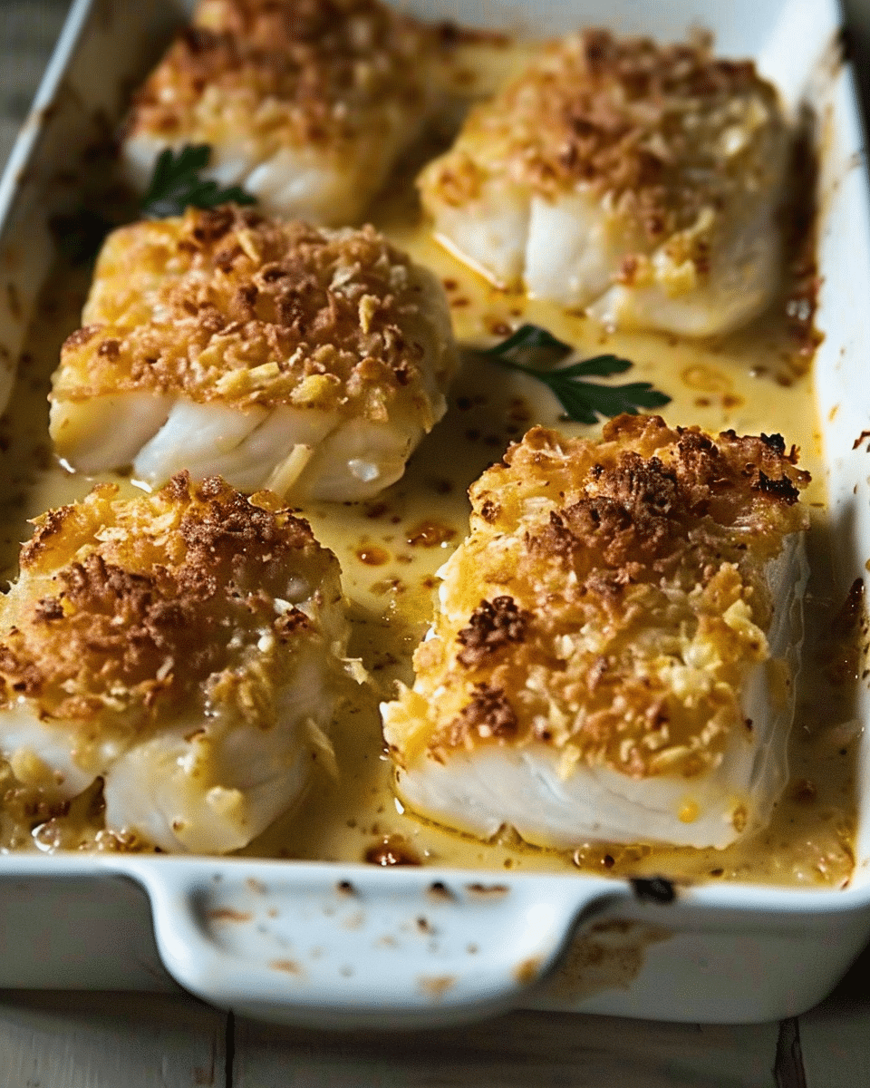 Baked Fish With Lemon Cream Sauce