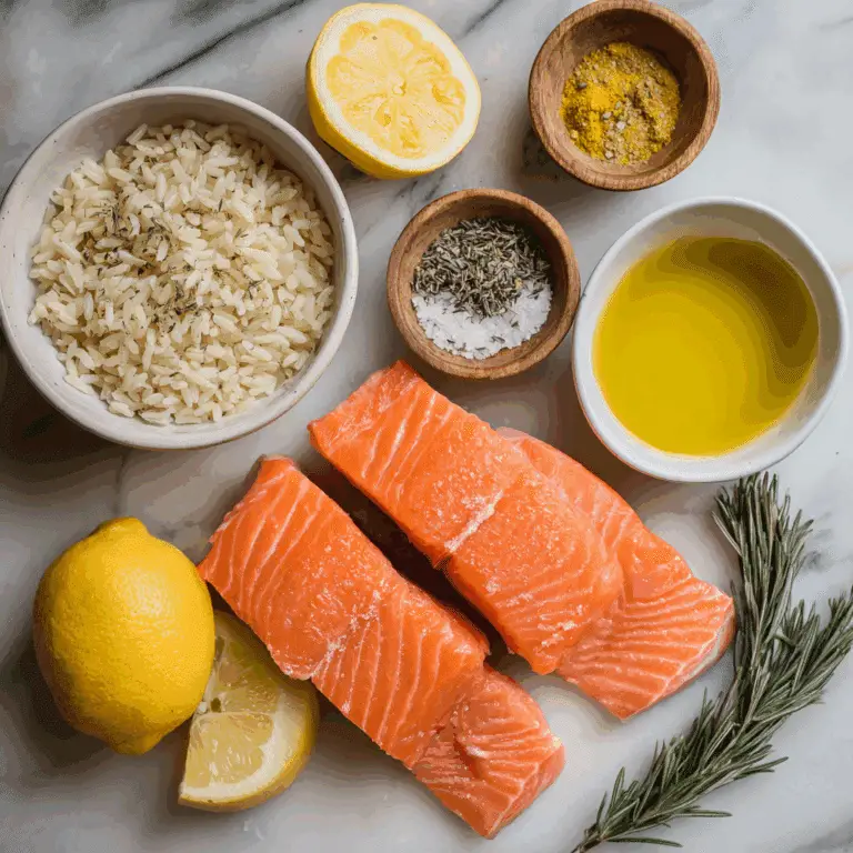 Baked Salmon And Yellow Rice