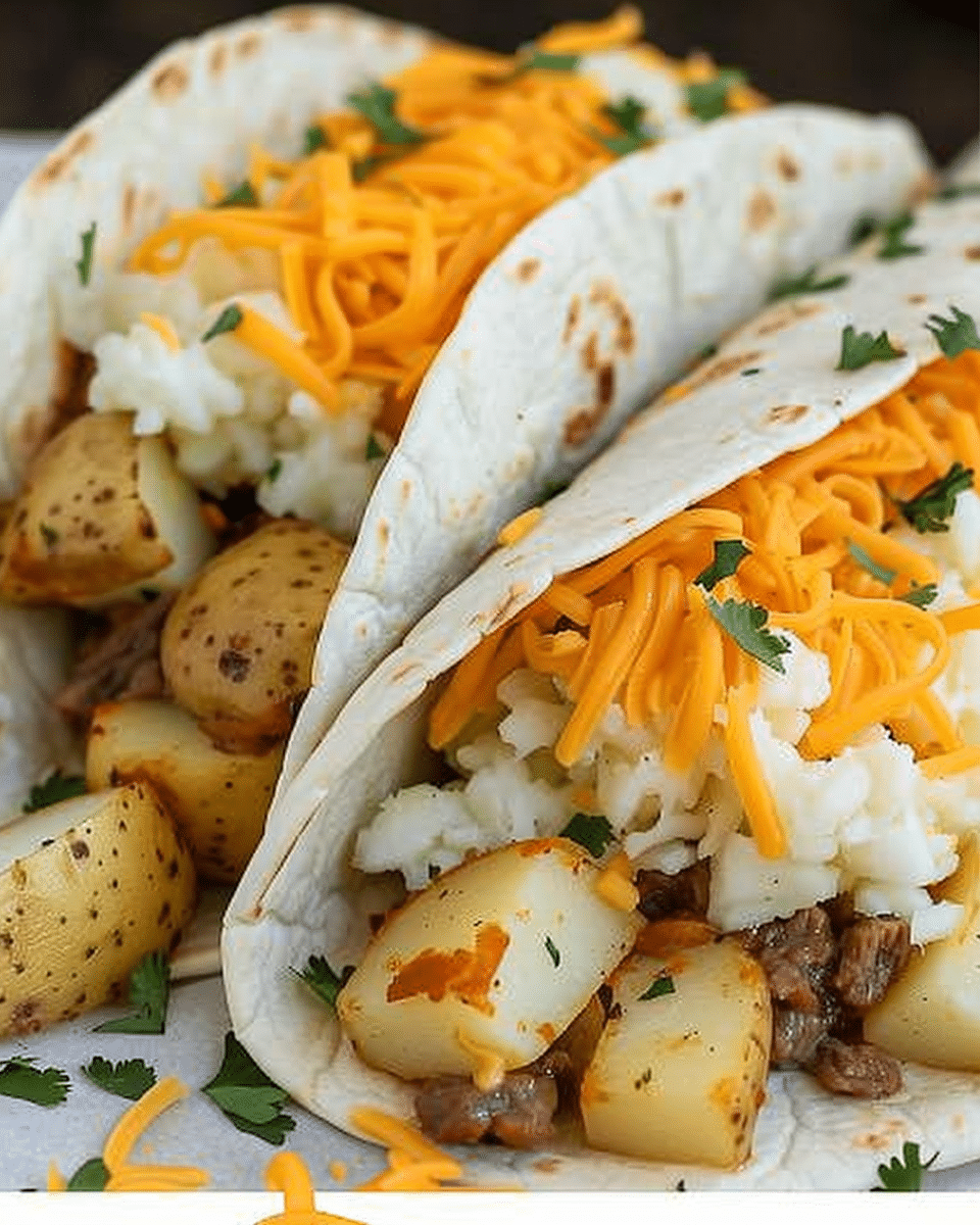 Cheesy Potato Beef Burritos
