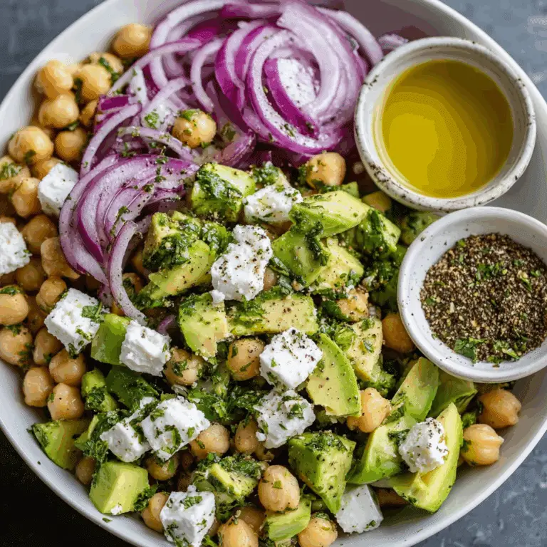 Chickpea Feta Avocado Salad