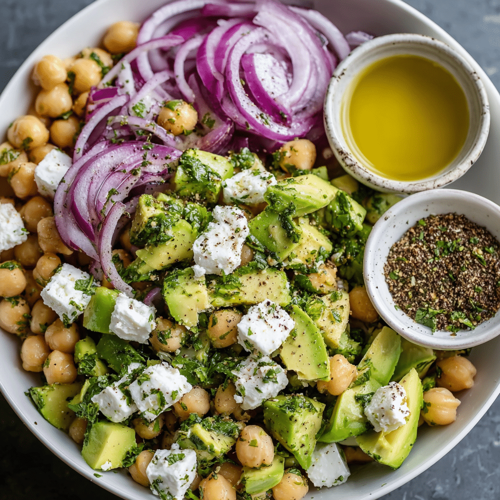 Chickpea Feta Avocado Salad