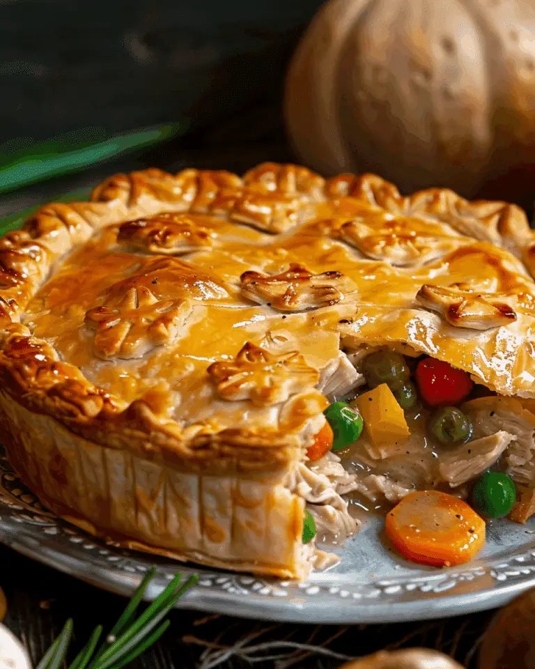 Creamy Chicken, Mushroom, And Vegetable Pie With Flaky Pastry
