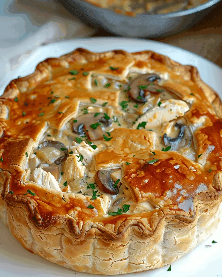Creamy Chicken, Mushroom, And Vegetable Pie With Flaky Pastry