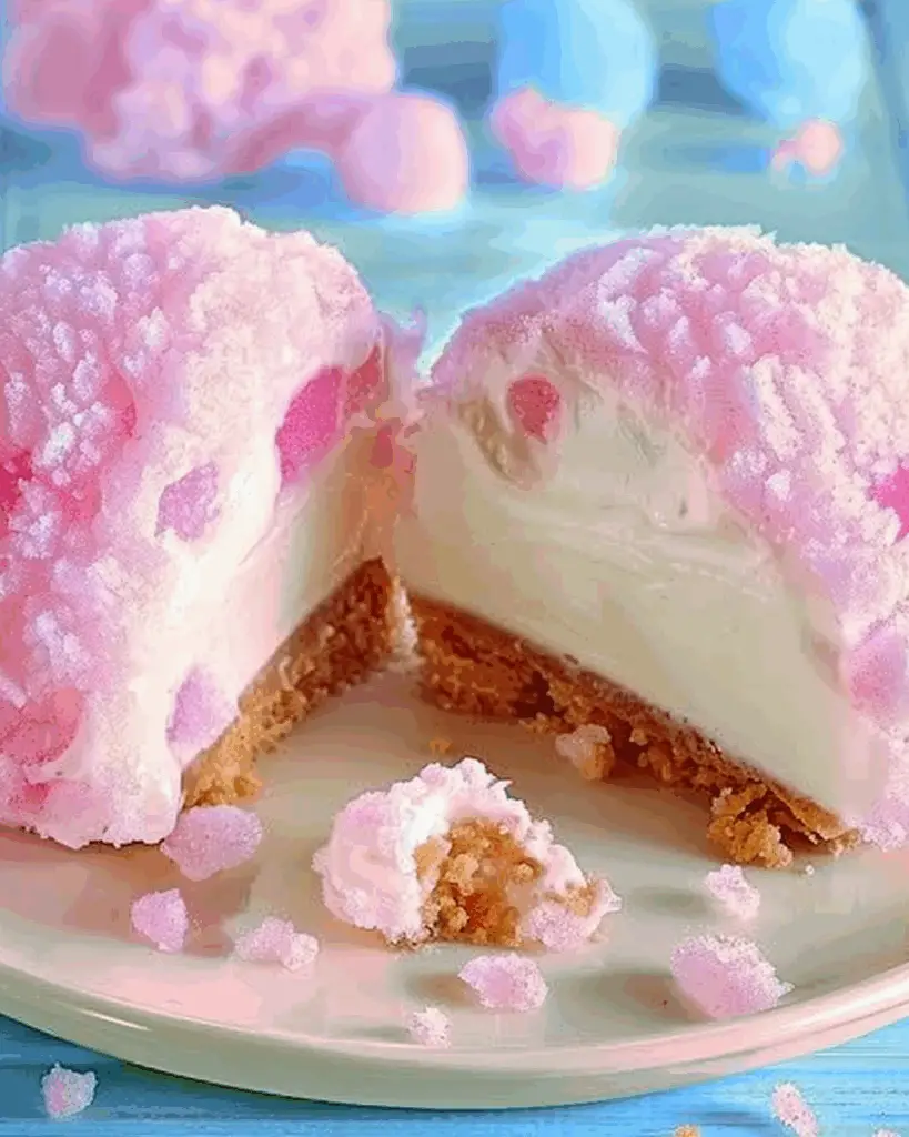 Crispy Cotton Candy Cheesecake Bombs