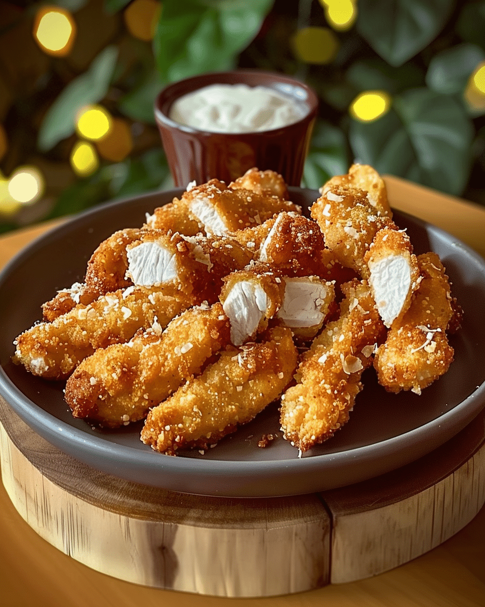 Crispy Parmesan Chicken Bites with Creamy Smoked Cajun Alfredo Gemelli Pasta