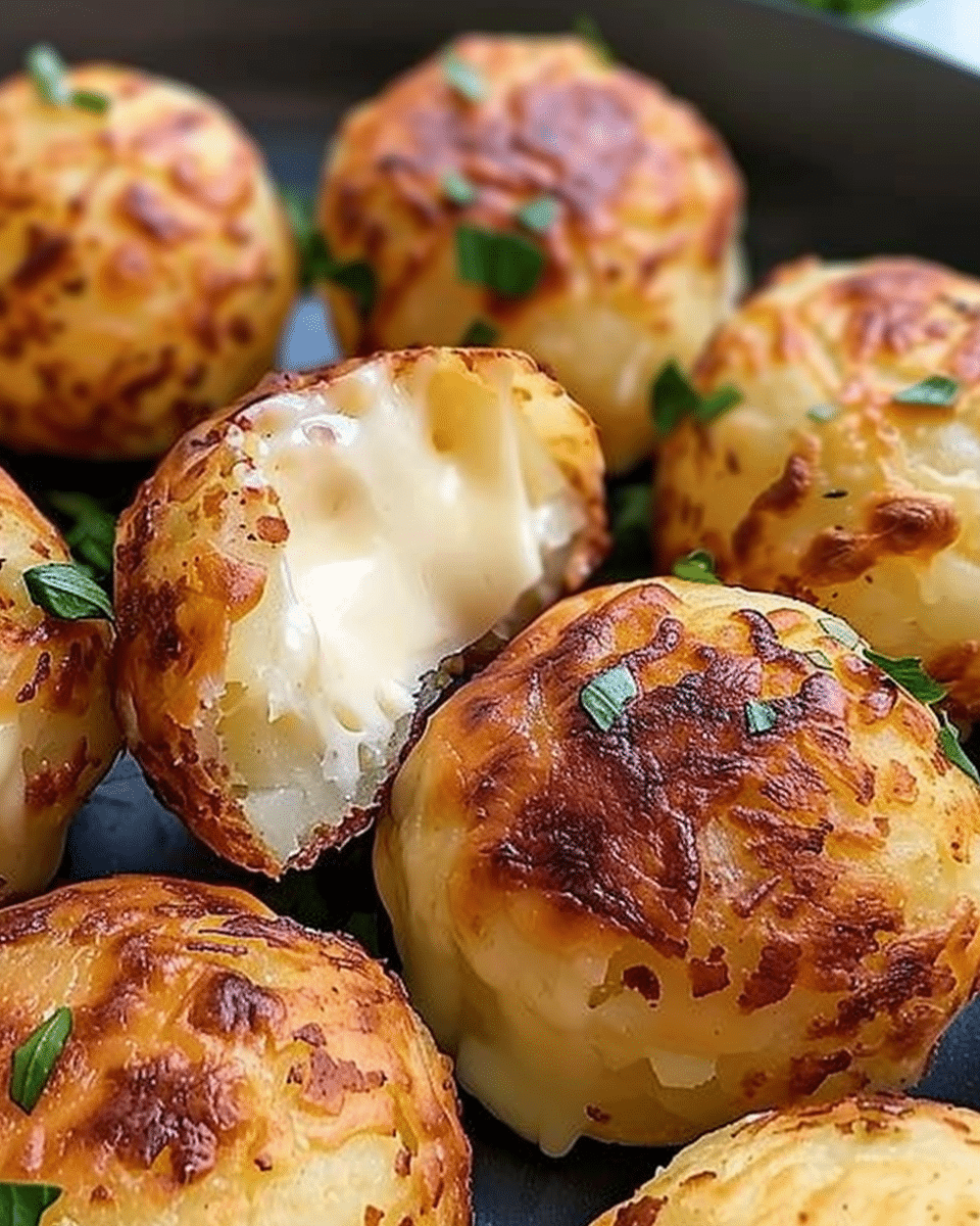 Crispy Potato & Cheese Bombs with Garlic Butter