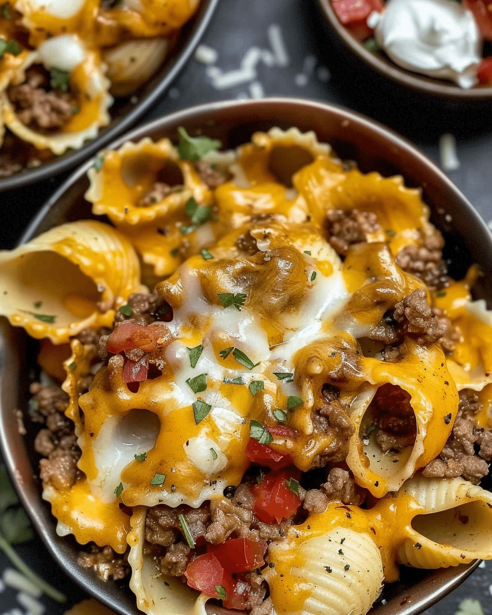 Crockpot Cheesy Ranch Beef Pasta Shells
