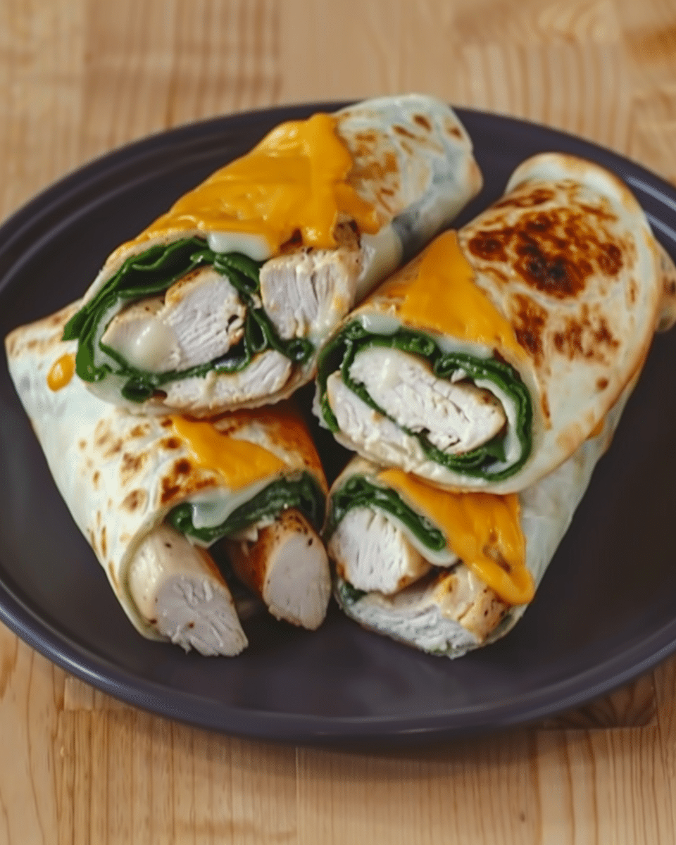 Cheesy Garlic Chicken Wraps
