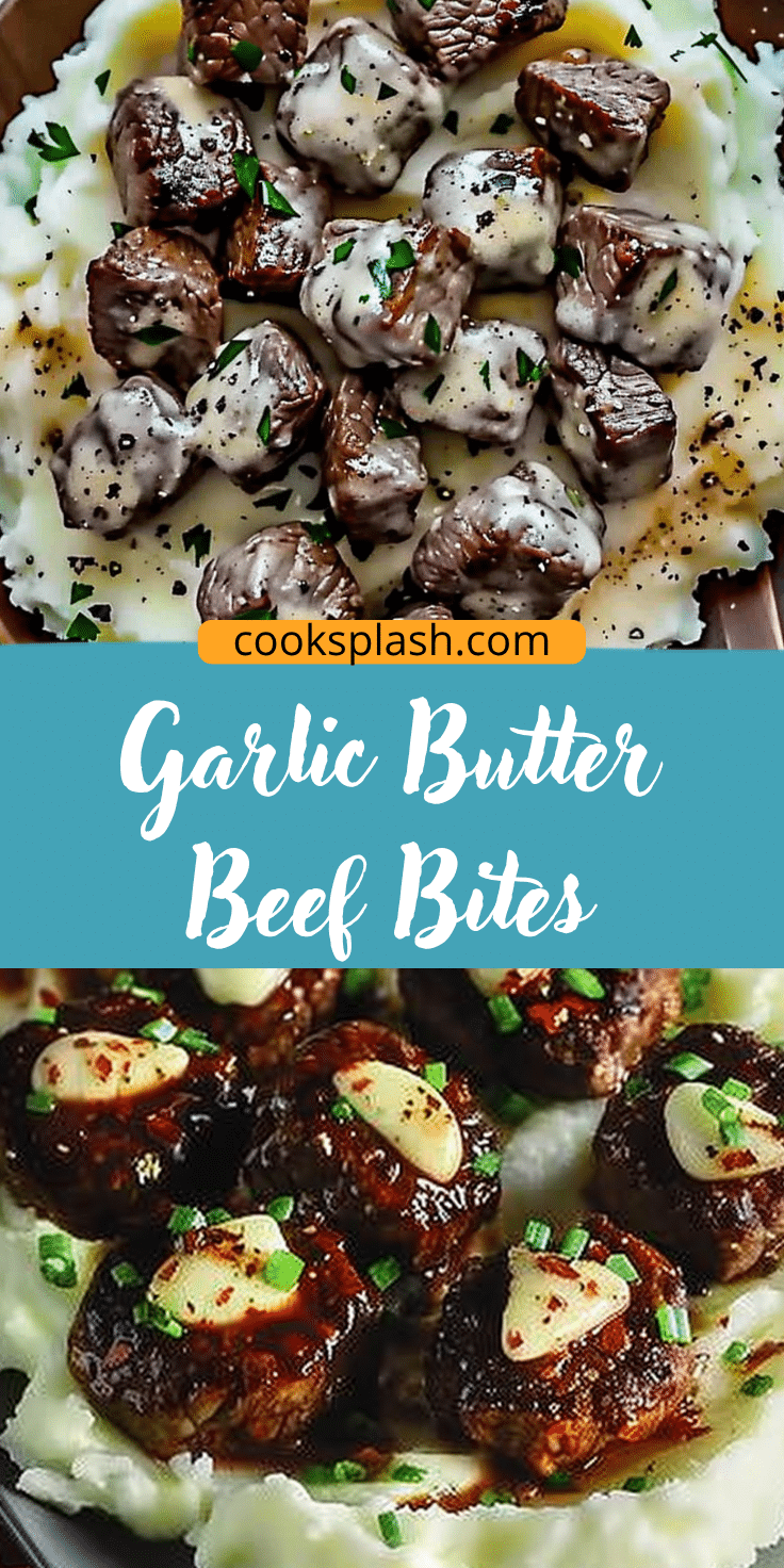 Garlic Butter Beef Bites with Creamy Mashed Potatoes | Cook Splash