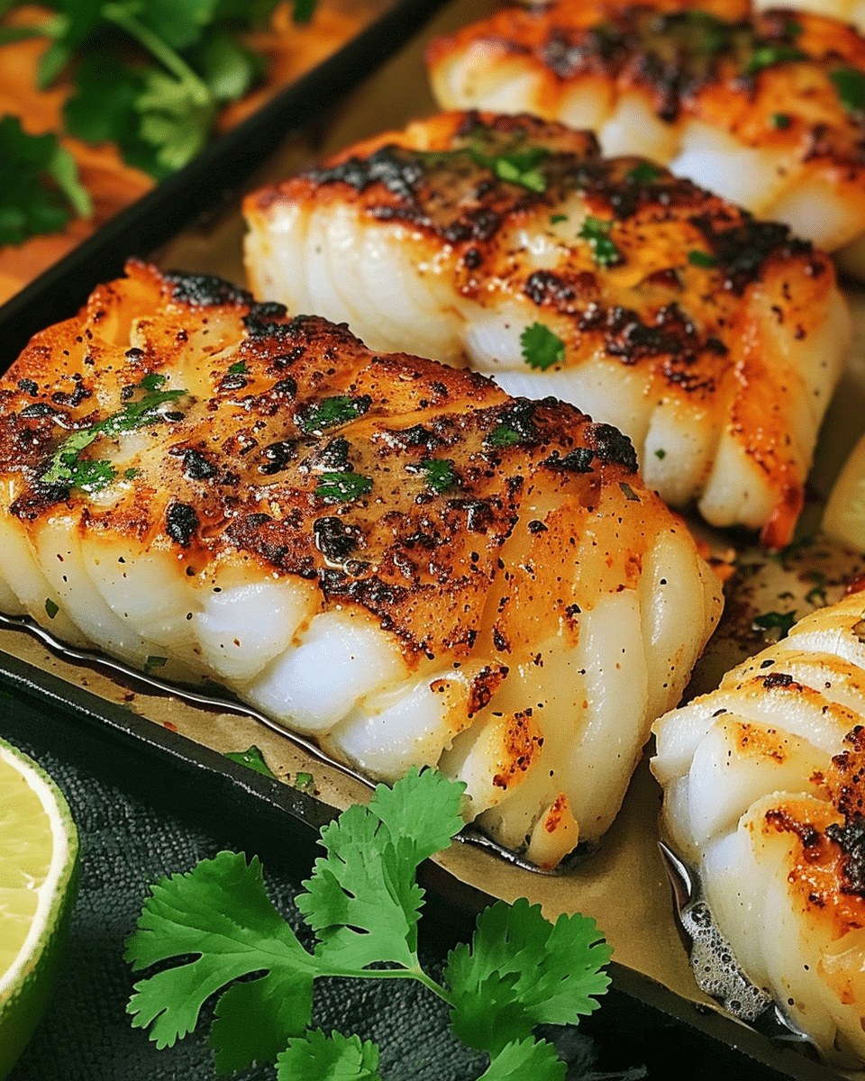 Garlic Butter Cod Strips with Cilantro Lime Sauce